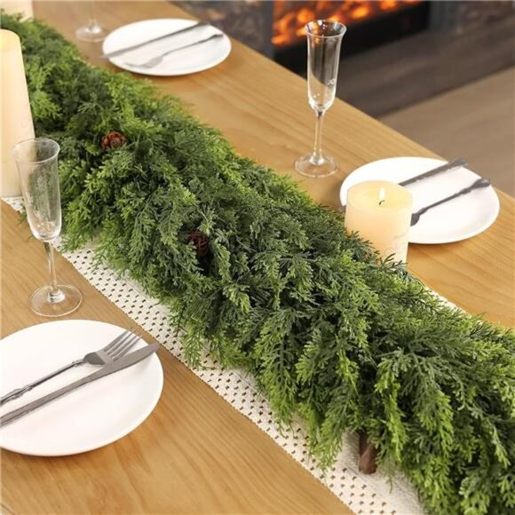 Real Touch Christmas Cedar Garland -9ft Artificial Garlands Faux Cedar - Picture 4 of 7